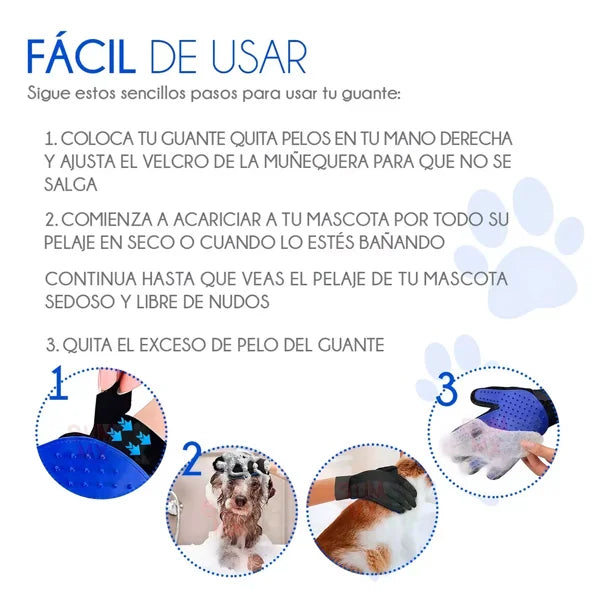 GUANTE SACA PELOS Y PELUSAS DE MASCOTAS